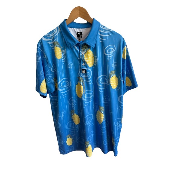Greater Half Other - Greater Half Polo Mens Large Blue Grenade Tropical Performance Golf Shirt